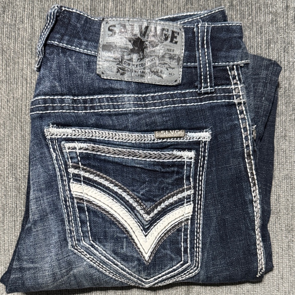 Buckle Blue and White Men's Jeans